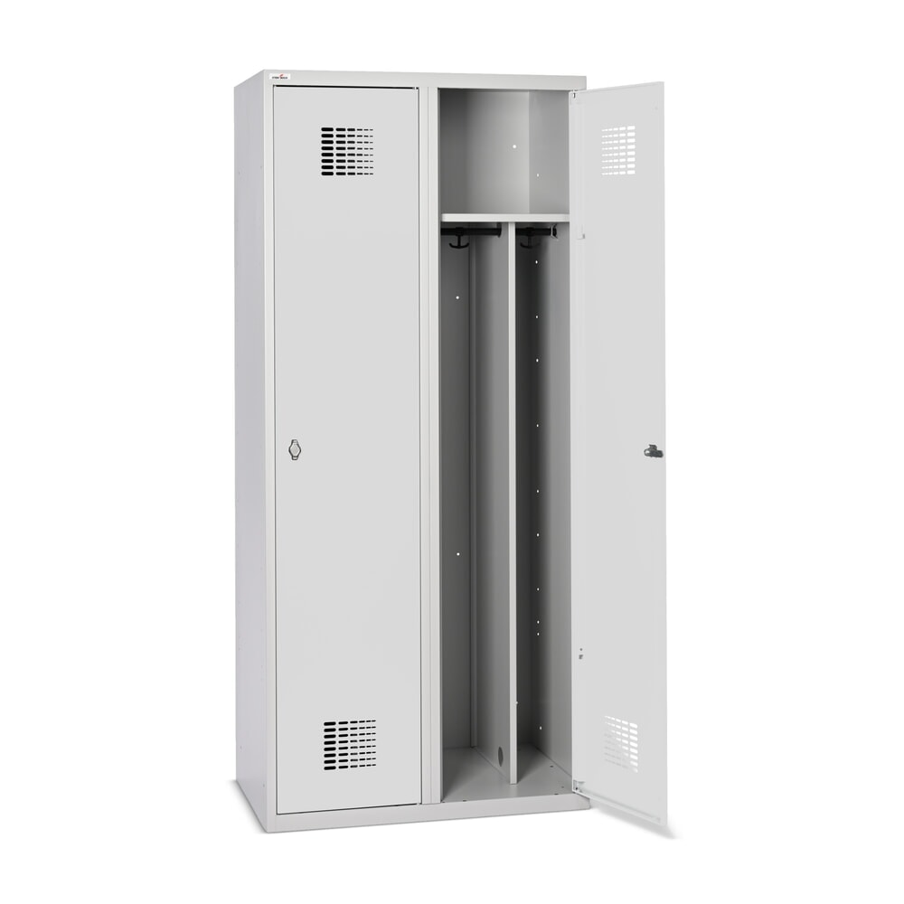 Productafbeelding nr. 9: Dubbele locker Steinbock®, op de vloer staand, 2 compartimenten, centrale scheidingswand, draaivergrendeling, hxbxd 1.800 x 800 x 500 mm, lichtgrijs / lichtgrijs