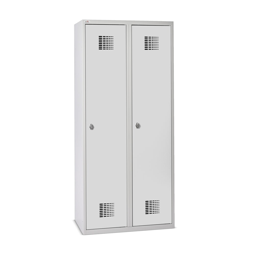 Product afbeelding: Dubbele locker Steinbock®, op de vloer staand, 2 compartimenten, centrale scheidingswand, draaivergrendeling, hxbxd 1.800 x 800 x 500 mm, lichtgrijs / lichtgrijs