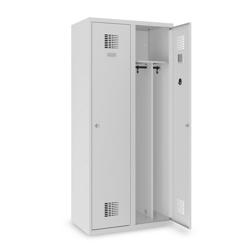 Productafbeelding nr. 9: Dubbele locker Steinbock®, op de vloer staand, 2 compartimenten, centrale scheidingswand, cilinderslot, hxbxd 1.800 x 800 x 500 mm, lichtgrijs / lichtgrijs