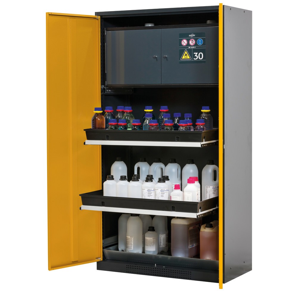 Product afbeelding: Kast voor chemicaliën en giftige stoffen met veiligheidsbox type 30, asecos®, 3 uittrekbare legborden, lichtgrijs