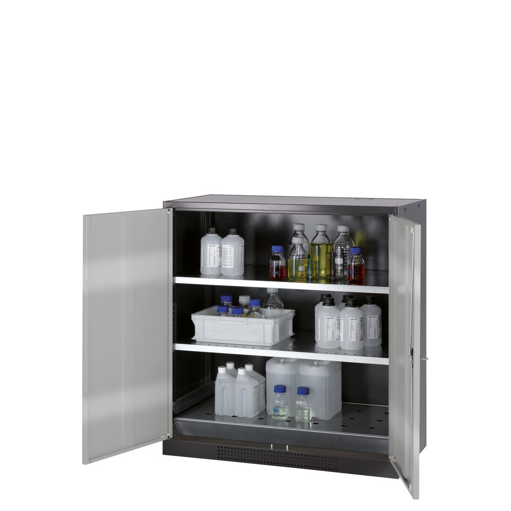 Productafbeelding nr. 1: Kast voor chemische en giftige stoffen asecos® met legborden, hxbxd 1.105 x 1.055 x 520 mm, zuiver wit