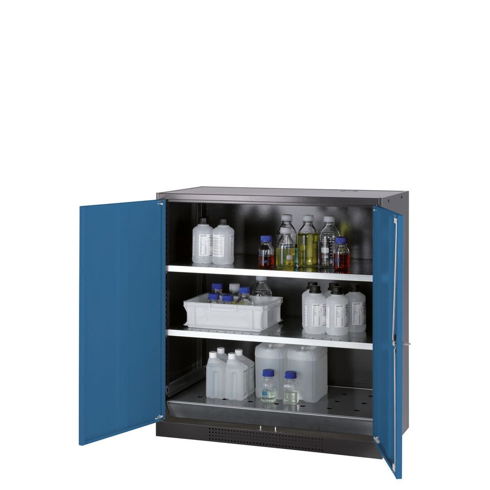 Product afbeelding: Kast voor chemische en giftige stoffen asecos® met legborden, hxbxd 1.105 x 1.055 x 520 mm, gentiaanblauw