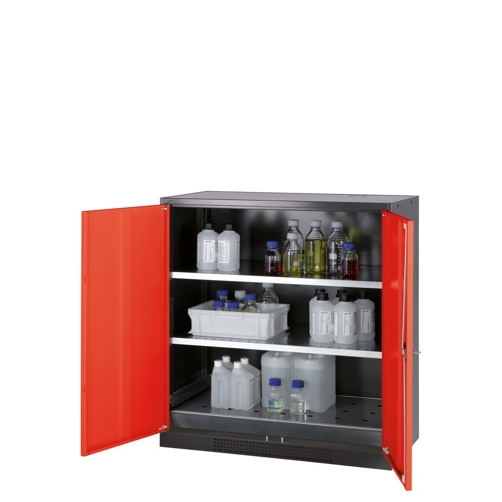Productafbeelding nr. 1: Kast voor chemische en giftige stoffen asecos® met legborden, hxbxd 1.105 x 1.055 x 520 mm, verkeersrood
