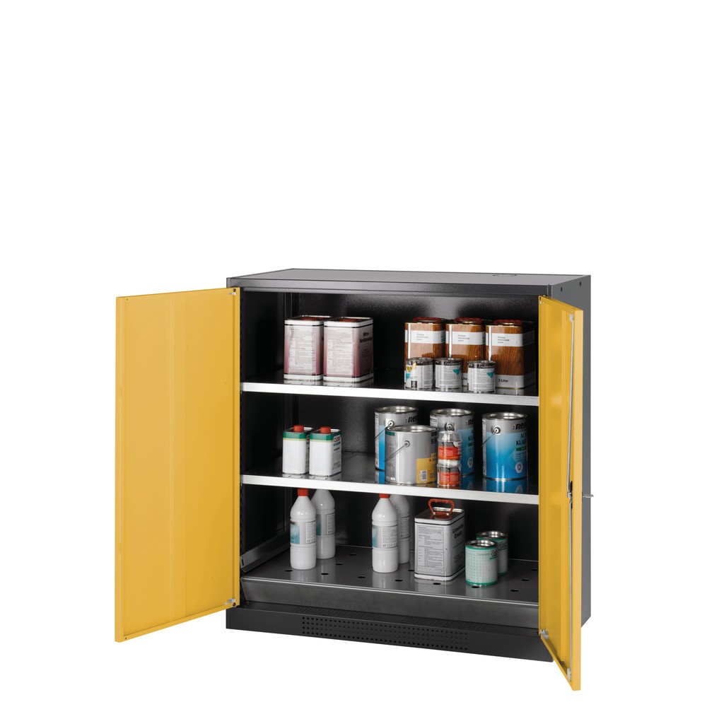 Productafbeelding nr. 1: Kast voor chemische en giftige stoffen asecos® met legborden, hxbxd 1.105 x 1.055 x 520 mm, goudgeel