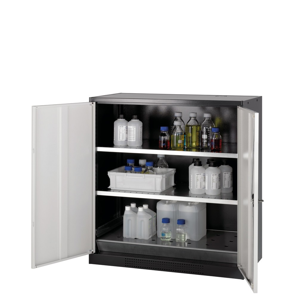 Product afbeelding: Kast voor chemische en giftige stoffen asecos® met legborden, hxbxd 1.105 x 1.055 x 520 mm, lichtgrijs