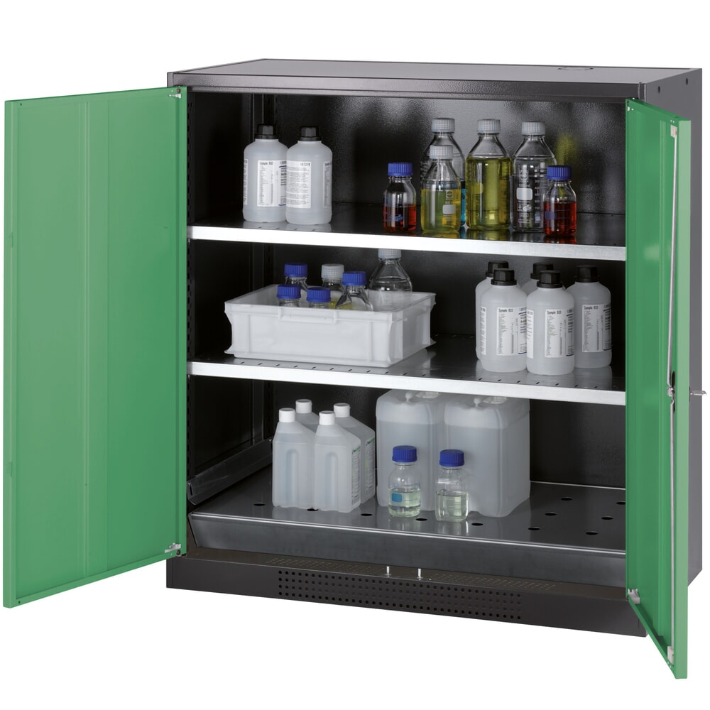 Product afbeelding: Kast voor chemische en giftige stoffen asecos® met legborden, hxbxd 1.105 x 1.055 x 520 mm, resedagroen