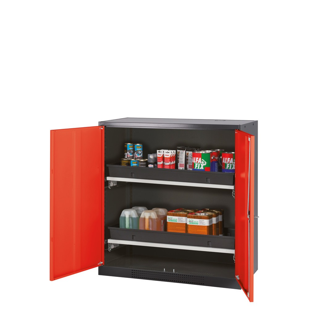 Product afbeelding: Kast voor chemische en giftige stoffen asecos® met uittrekbare legborden, hxbxd 1.105 x 1.055 x 520 mm, verkeersrood