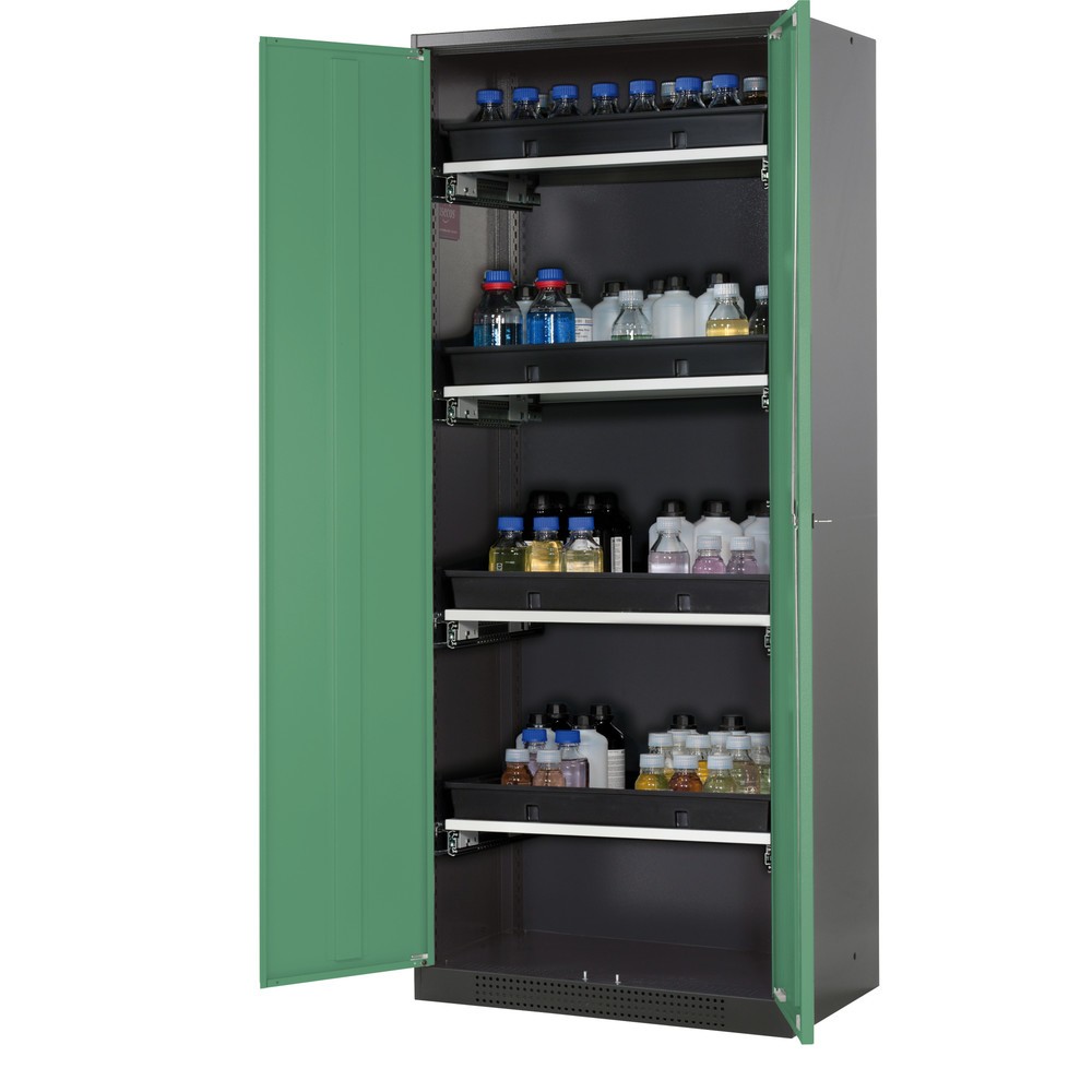 Product afbeelding: Kast voor chemische en giftige stoffen asecos® met uittrekbare legborden, hxbxd 1.950 x 810 x 520 mm, resedagroen