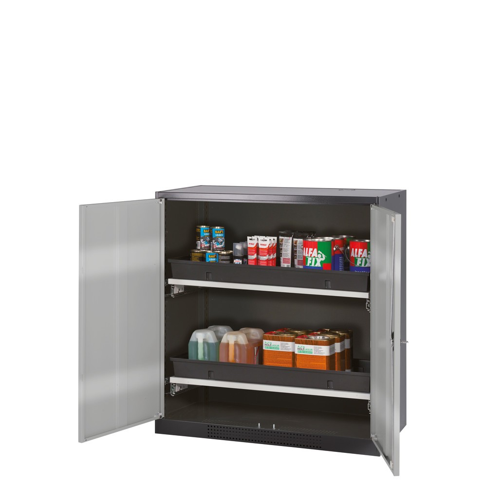 Product afbeelding: Kast voor chemische en giftige stoffen asecos® met uittrekbare legborden, hxbxd 1.105 x 1.055 x 520 mm, zuiver wit