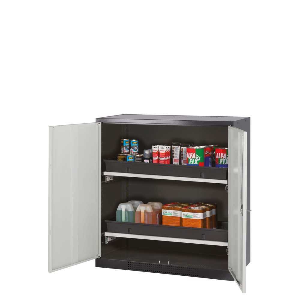 Product afbeelding: Kast voor chemische en giftige stoffen asecos® met uittrekbare legborden, hxbxd 1.105 x 1.055 x 520 mm, lichtgrijs