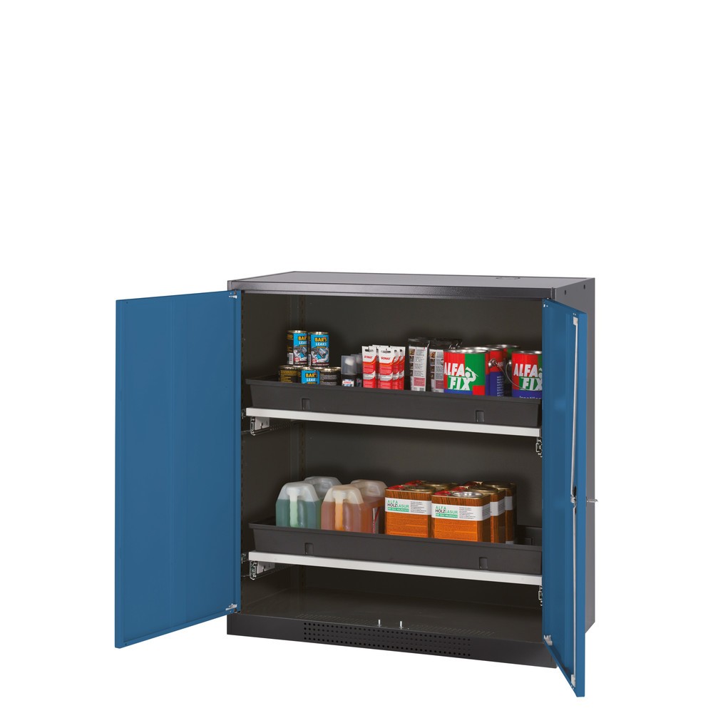 Product afbeelding: Kast voor chemische en giftige stoffen asecos® met uittrekbare legborden, hxbxd 1.105 x 1.055 x 520 mm, gentiaanblauw