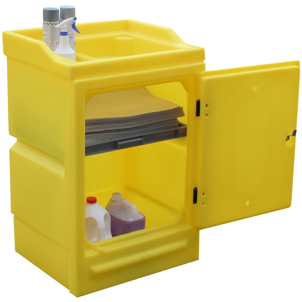 Product afbeelding: Kast van PE voor gevaarlijke stoffen, cilinderslot, inhoud 48 l, 1 PE-legbord