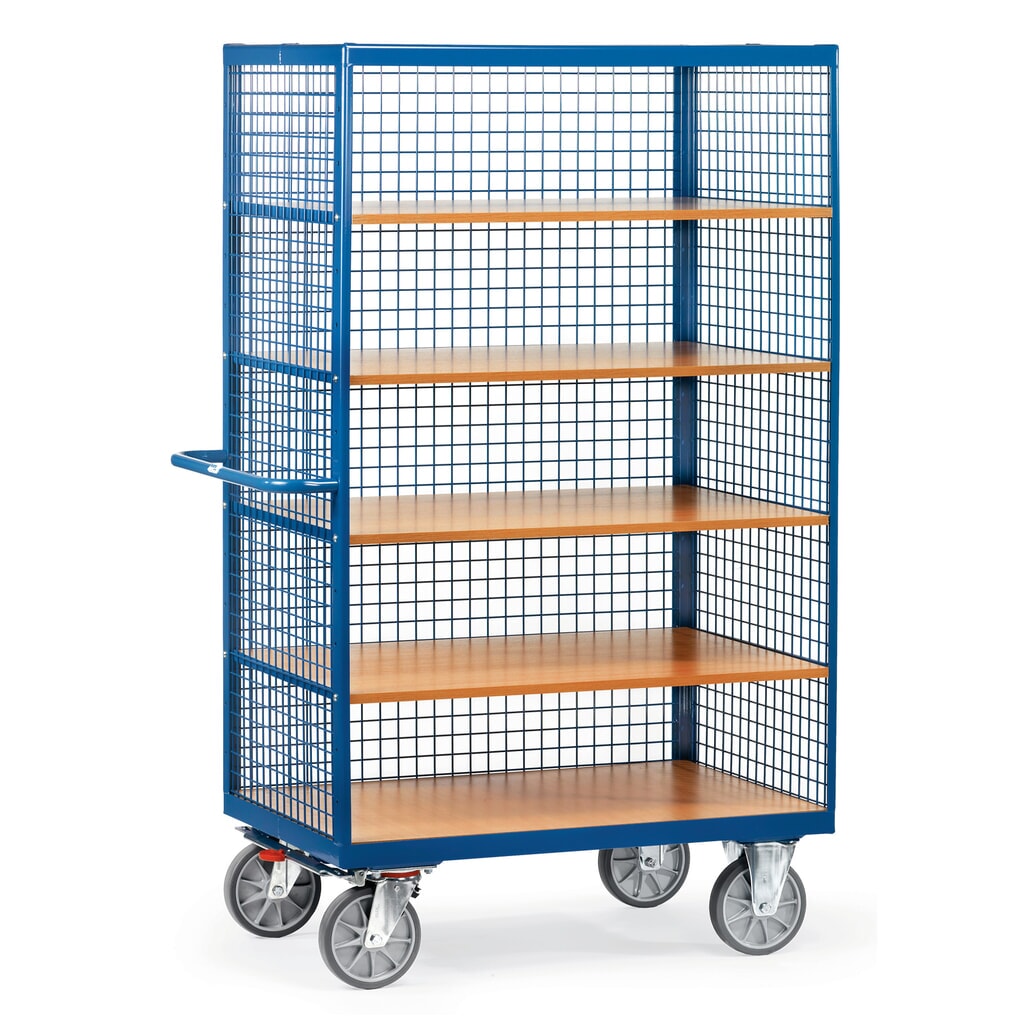 Kastwagen fetra®, 3 gaaswanden, 5 etages van 1.000 x 680 mm Product afbeelding: Kastwagen fetra®, 3 gaaswanden, 5 etages van 1.000 x 680 mm
