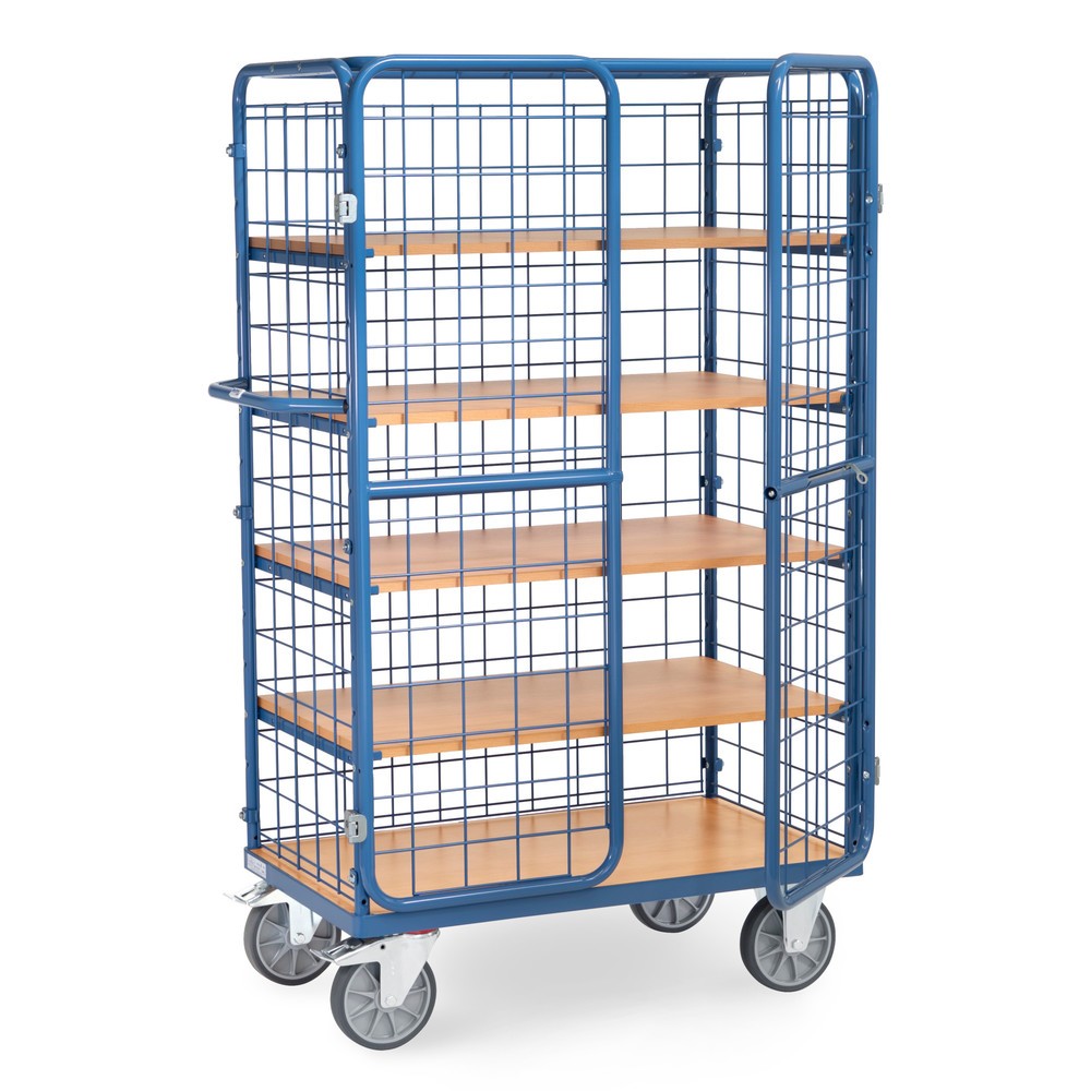 Productafbeelding nr. 1: Kastwagen fetra®, draagvermogen 600 kg, gaaswanden, met dubbele draaideur, 5 etages van 1.000 x 600 mm