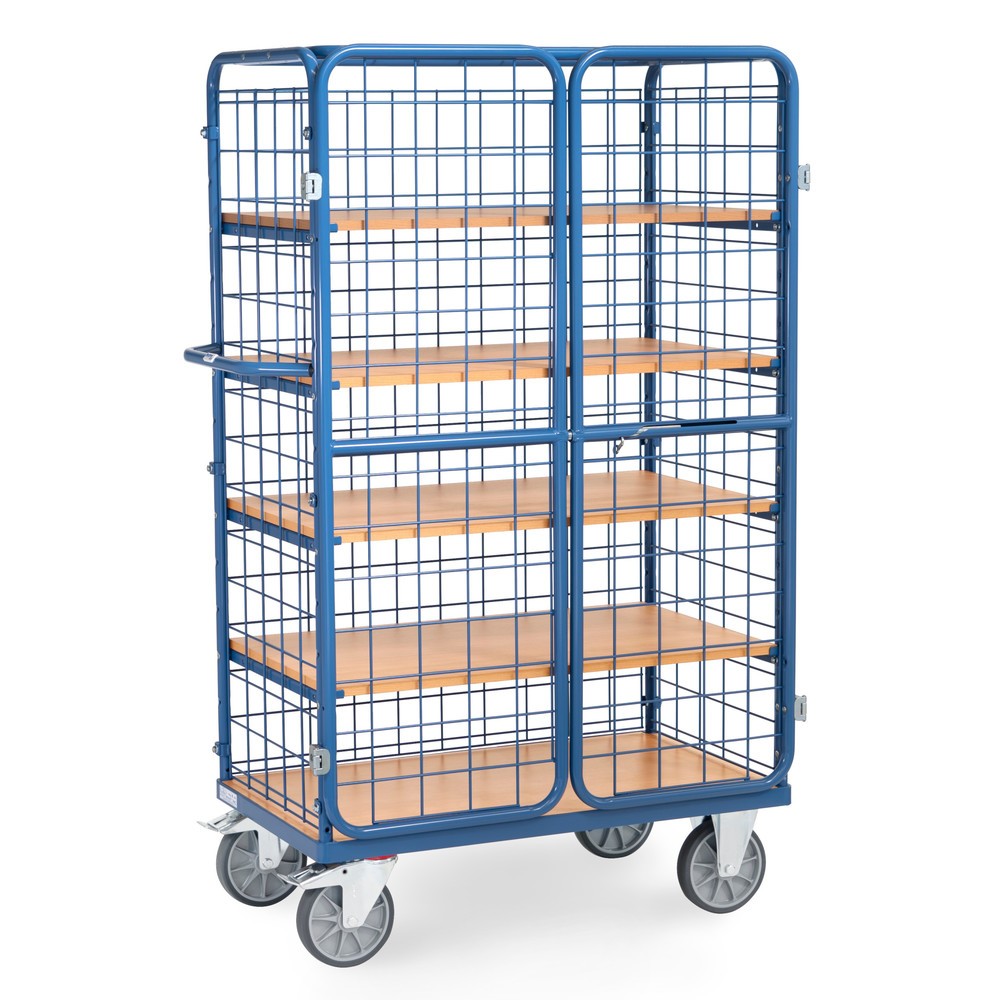 Productafbeelding nr. 2: Kastwagen fetra®, draagvermogen 600 kg, gaaswanden, met dubbele draaideur, 5 etages van 1.000 x 600 mm