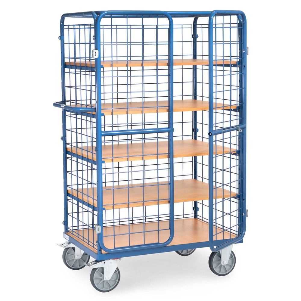 Productafbeelding nr. 1: Kastwagen fetra®, draagvermogen 600 kg, gaaswanden, met dubbele draaideur, 5 etages van 1.000 x 700 mm