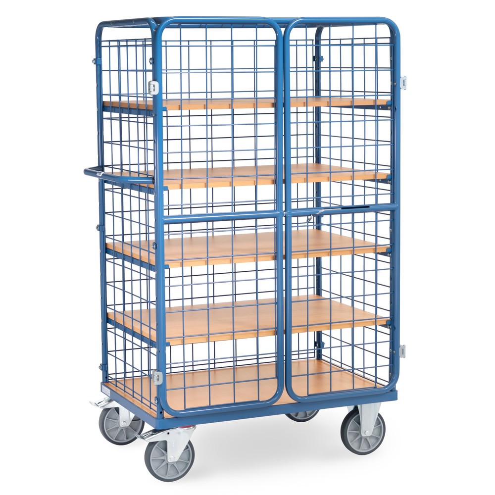 Productafbeelding nr. 3: Kastwagen fetra®, draagvermogen 600 kg, gaaswanden, met dubbele draaideur, 5 etages van 1.000 x 700 mm
