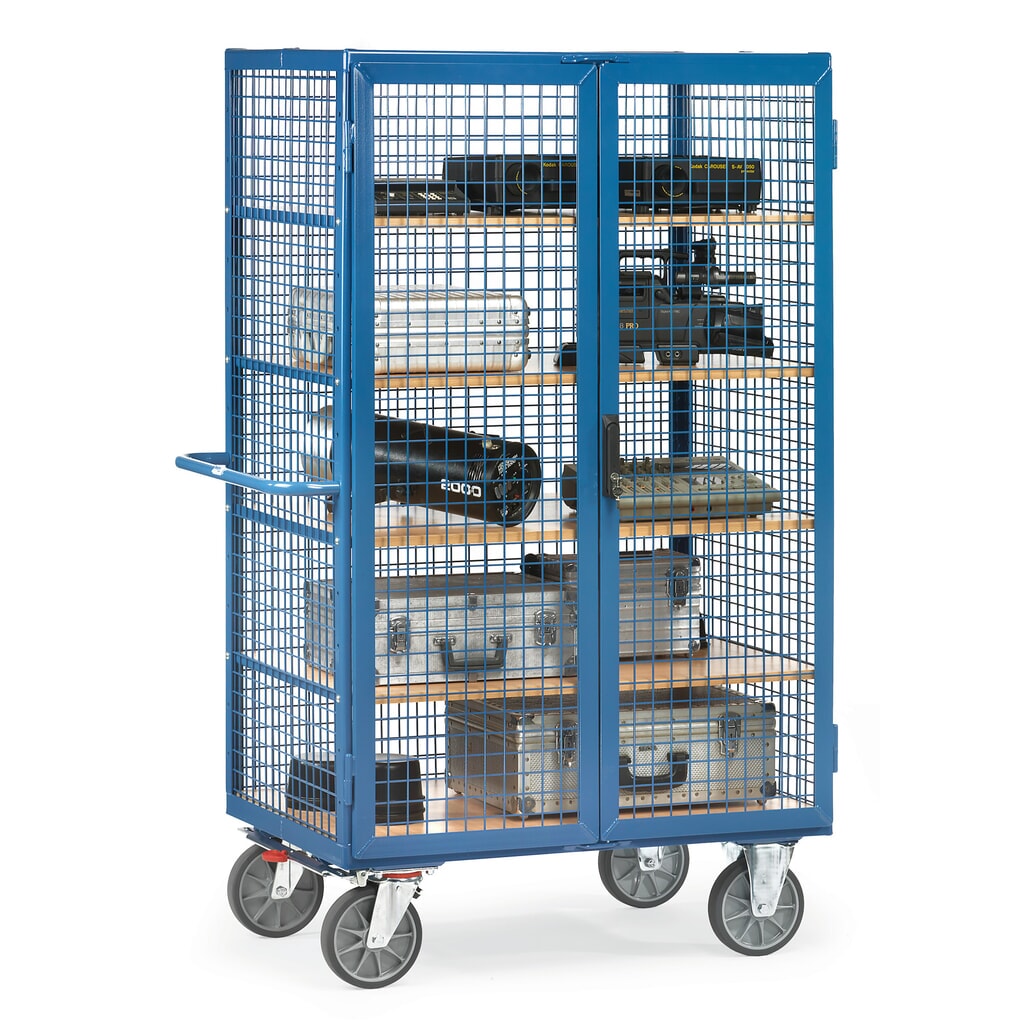 Productafbeelding nr. 3: Kastwagen fetra®, draagvermogen 750 kg, gaaswanden, met dubbele draaideur, 5 etages van 1.000 x 680 mm
