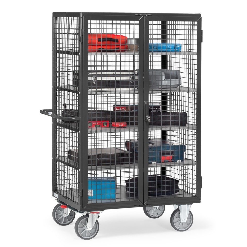 Productafbeelding nr. 2: Kastwagen fetra®, draagvermogen 750 kg, gaaswanden, met dubbele draaideur, 5 etages van 1.200 x 780 mm, antracietgrijs