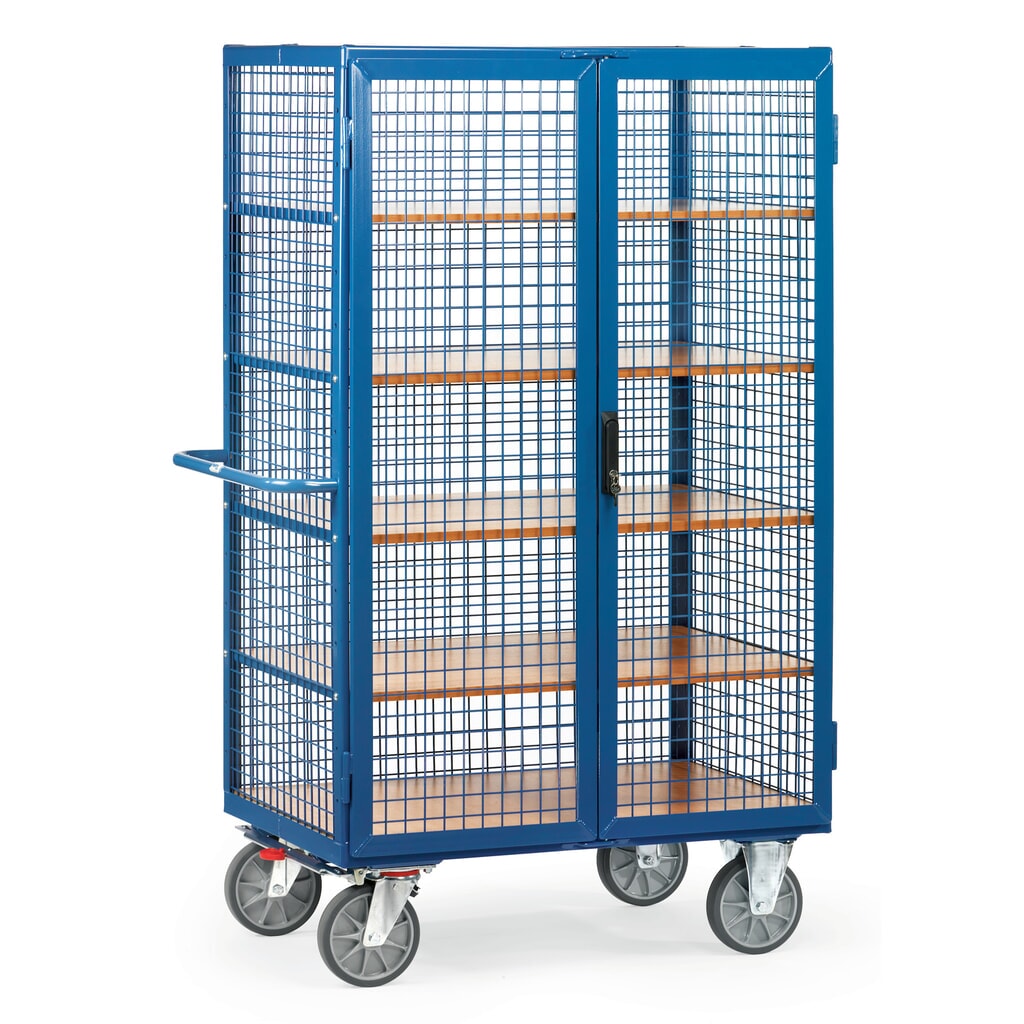 Kastwagen fetra®, draagvermogen 750 kg, gaaswanden, met dubbele draaideur, 5 etages van 1.000 x 680 mm Productafbeelding nr. 1: Kastwagen fetra®, draagvermogen 750 kg, gaaswanden, met dubbele draaideur, 5 etages van 1.000 x 680 mm