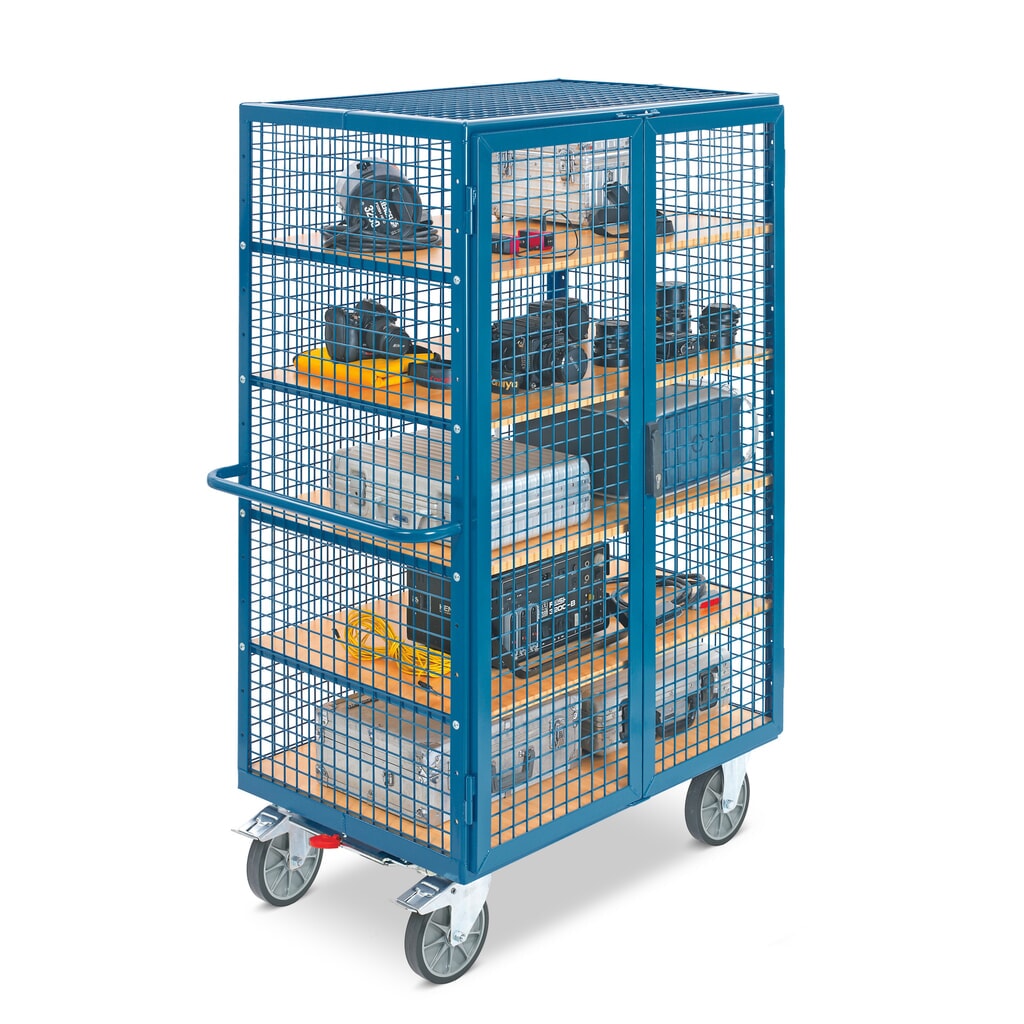 Kastwagen fetra®, draagvermogen 750 kg, gaaswanden, met dubbele draaideur, 5 etages van 1.000 x 680 mm Productafbeelding nr. 4: Kastwagen fetra®, draagvermogen 750 kg, gaaswanden, met dubbele draaideur, 5 etages van 1.000 x 680 mm