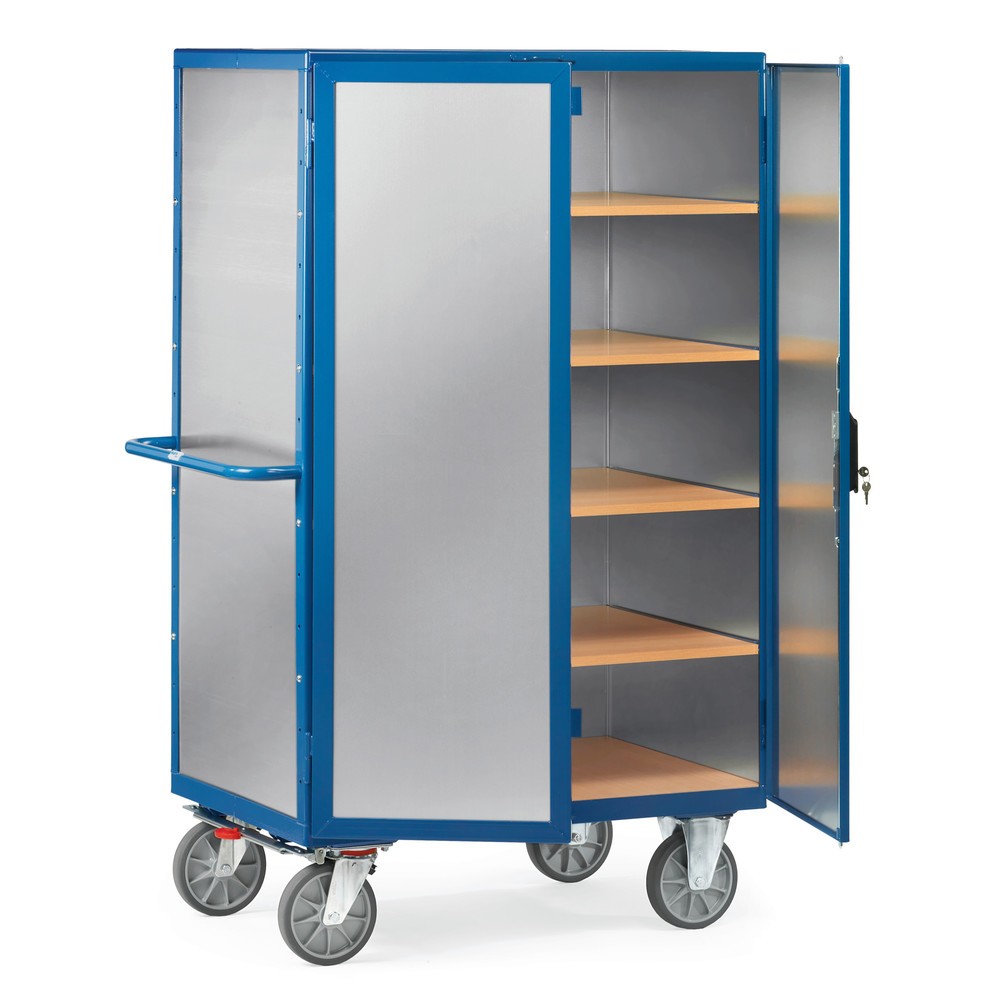 Product afbeelding: Kastwagen fetra®, gesloten, met dubbele draaideur, aluminium plaat, 5 etages van 1.000 x 680 mm