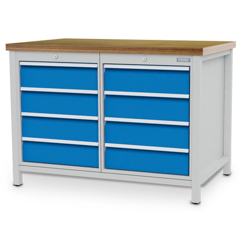 Productafbeelding nr. 1: Kastwerkbank Bedrunka+Hirth R 18-24, hxbxd 859 x 1.250 x 750 mm, lichtgrijs, lichtblauw, 8 lades 8x150 mm