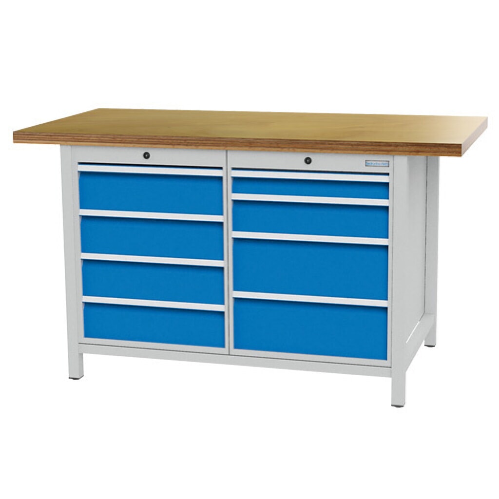 Kastwerkbank Bedrunka+Hirth R 18-24, hxbxd 859 x 1.500 x 750 mm, lichtgrijs, lichtblauw, 8 lades 1x75 + 1x125 + 4x150 + 2x200 mm Product afbeelding: Kastwerkbank Bedrunka+Hirth R 18-24, hxbxd 859 x 1.500 x 750 mm, lichtgrijs, lichtblauw, 8 lades 1x75 + 1x125 + 4x150 + 2x200 mm