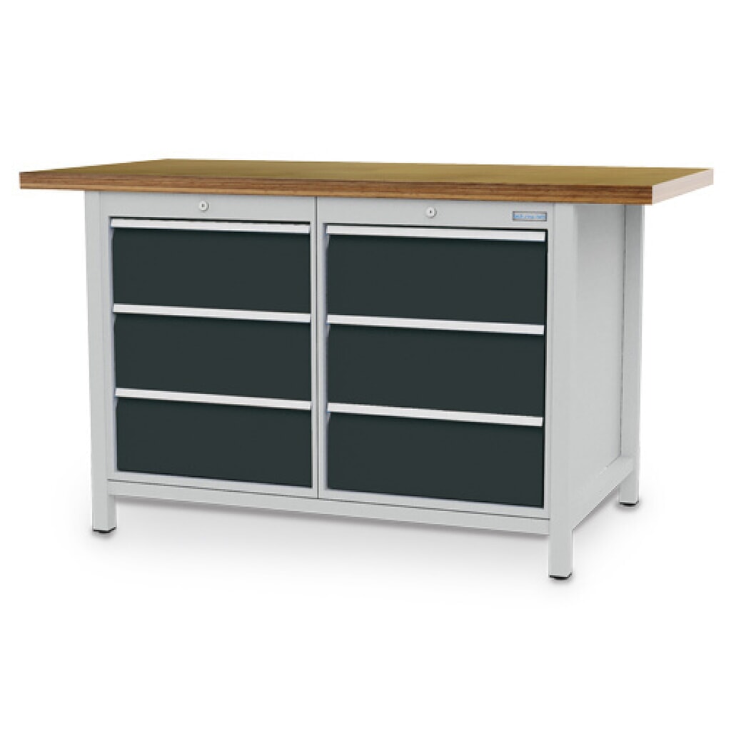 Kastwerkbank Bedrunka+Hirth R 18-24, hxbxd 859 x 1.500 x 750 mm, lichtgrijs, antracietgrijs, 6 lades 6x200 mm Product afbeelding: Kastwerkbank Bedrunka+Hirth R 18-24, hxbxd 859 x 1.500 x 750 mm, lichtgrijs, antracietgrijs, 6 lades 6x200 mm