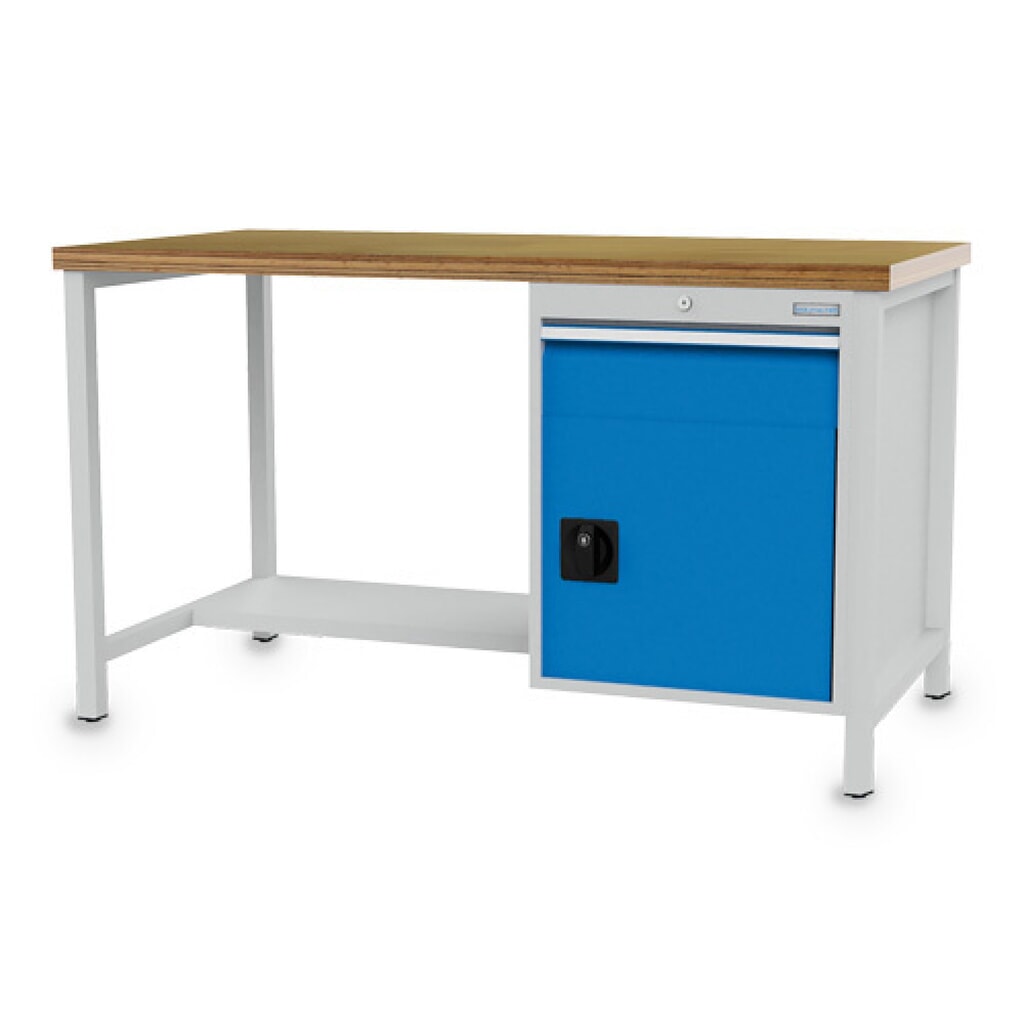 Kastwerkbank Bedrunka+Hirth R 18-24, hxbxd 859 x 1.500 x 750 mm, lichtgrijs, lichtblauw, 1 lade 1x150 mm, 1 draaideur 1x450 mm Product afbeelding: Kastwerkbank Bedrunka+Hirth R 18-24, hxbxd 859 x 1.500 x 750 mm, lichtgrijs, lichtblauw, 1 lade 1x150 mm, 1 draaideur 1x450 mm