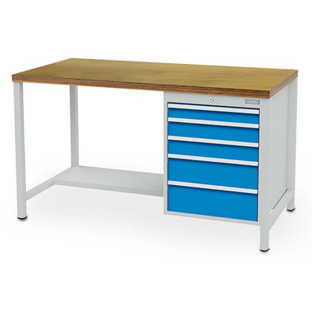 Product afbeelding: Kastwerkbank Bedrunka+Hirth R 18-24, hxbxd 859 x 1.500 x 750 mm, lichtgrijs, lichtblauw, 5 lades 1x75 + 2x100 + 1x150 + 1x175 mm