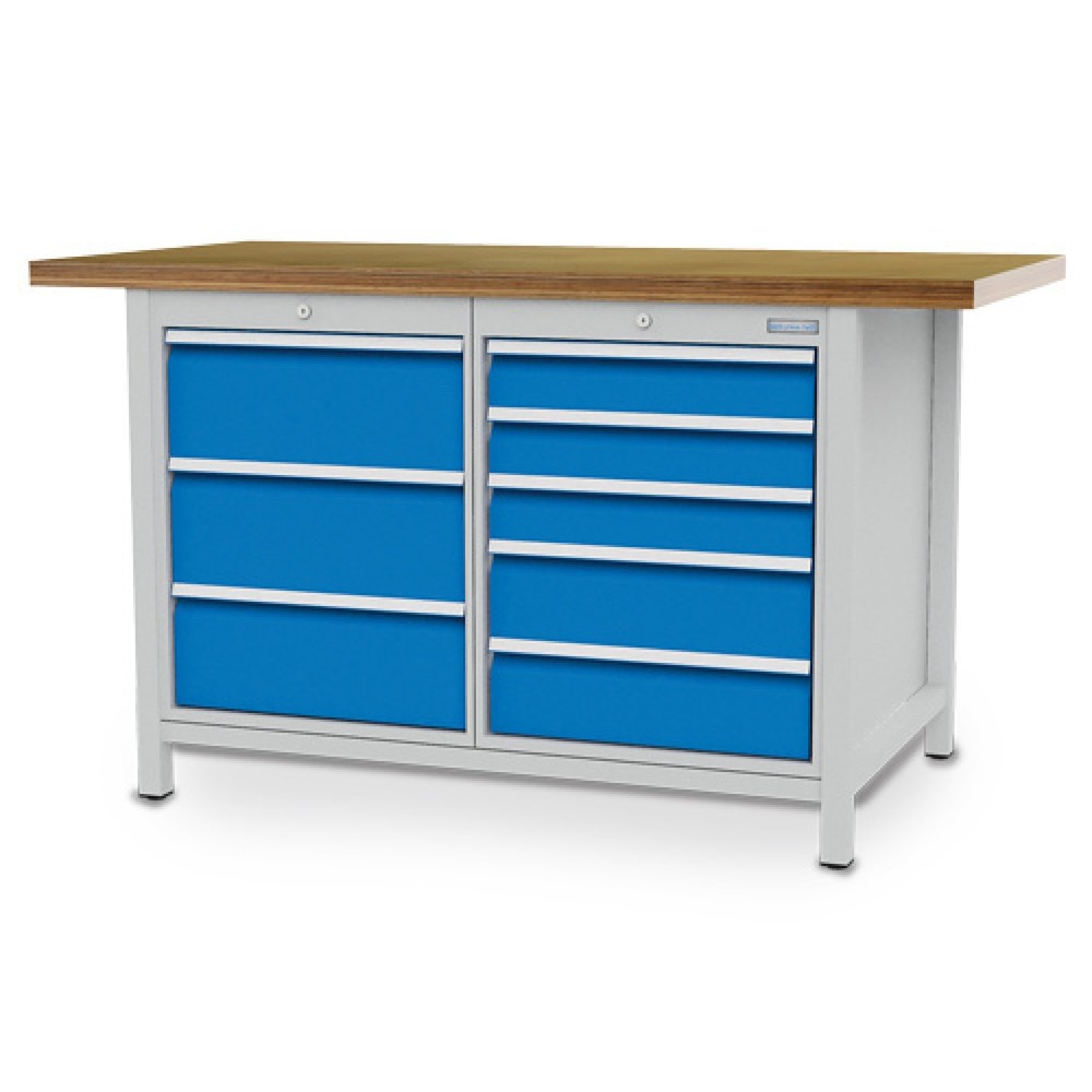 Productafbeelding nr. 1: Kastwerkbank Bedrunka+Hirth R 18-24, hxbxd 859 x 1.500 x 750 mm, lichtgrijs, lichtblauw, 8 lades 3x200 + 3x100 + 2x150 mm