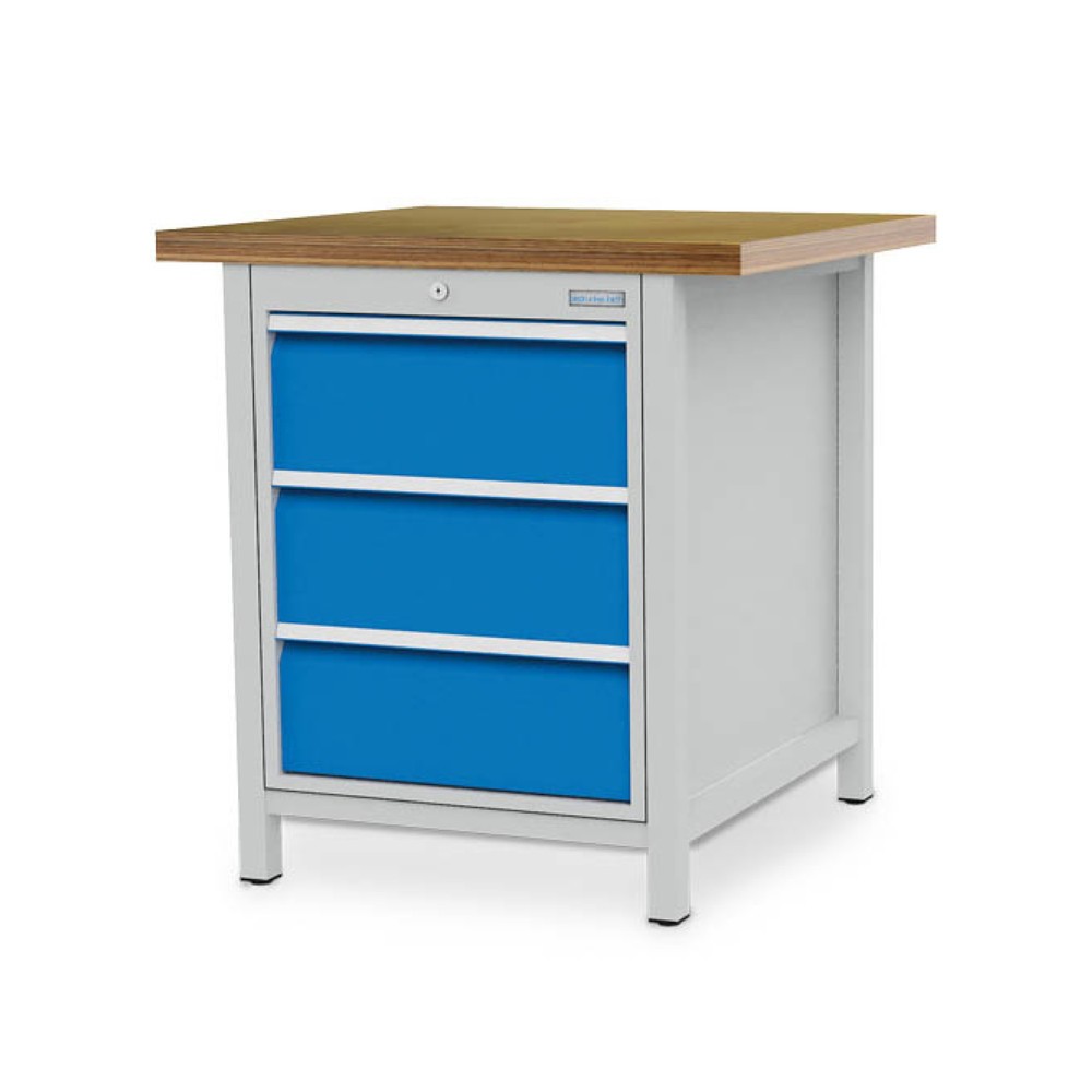 Product afbeelding: Kastwerkbank Bedrunka+Hirth R 18-24, hxbxd 959 x 810 x 750 mm, lichtgrijs, lichtblauw, 3 lades 3x200 mm
