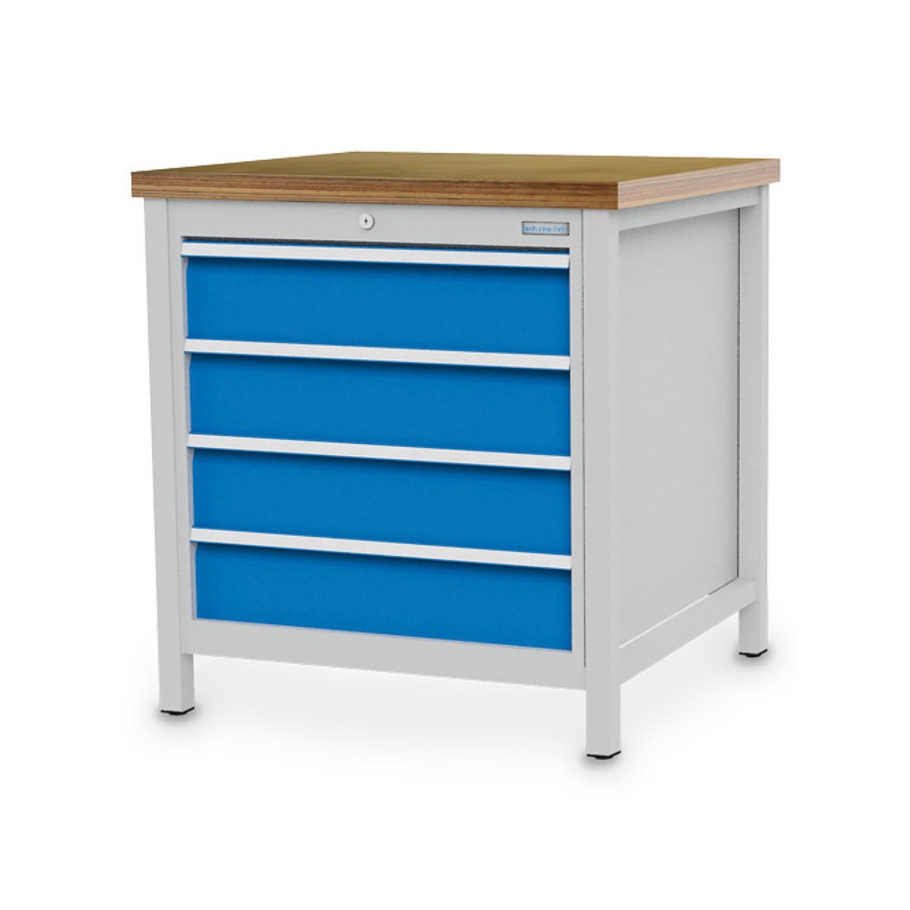 Product afbeelding: Kastwerkbank Bedrunka+Hirth R 24-24, hxbxd 859 x 810 x 750 mm, lichtgrijs, lichtblauw, 4 lades 4x150 mm