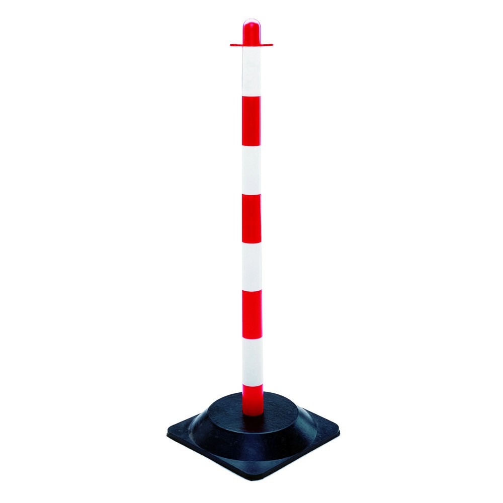 Product afbeelding: Kettingpaal afzonderlijk, hardrubberen voet (vierhoekig), rood/wit