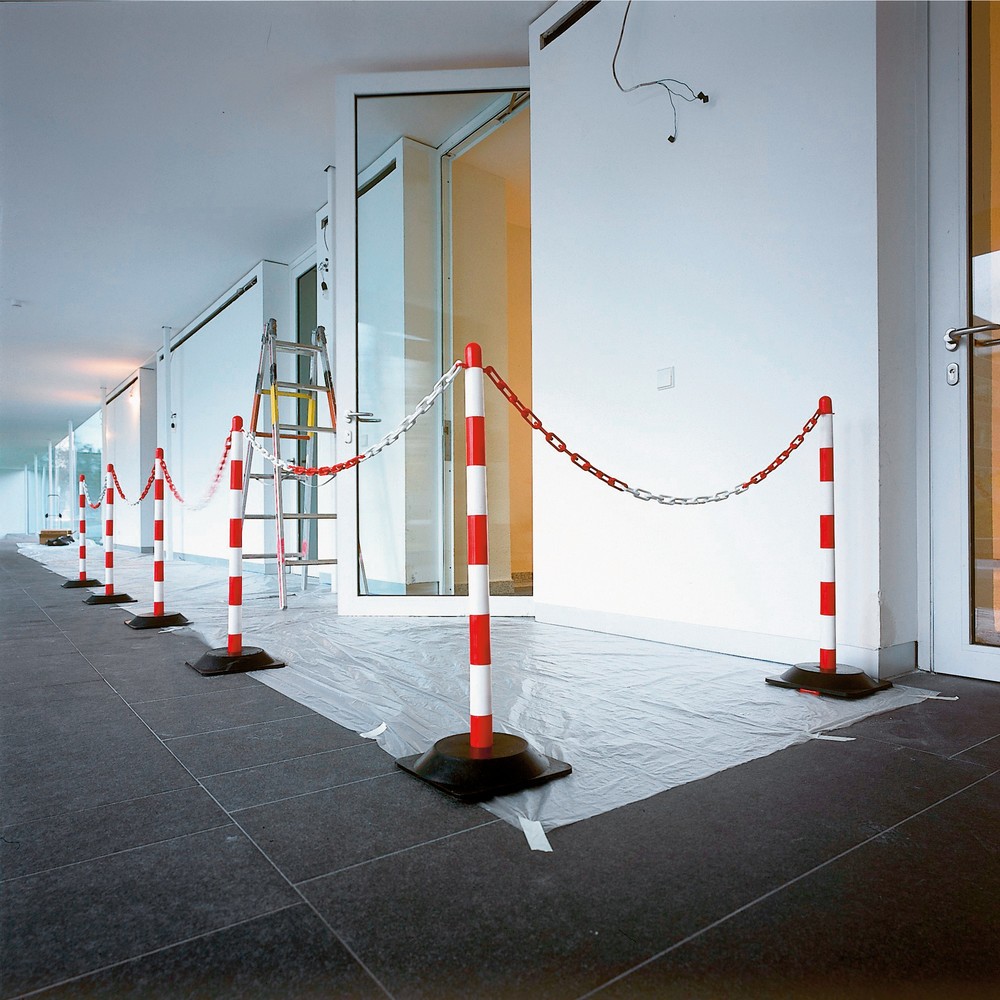Productafbeelding nr. 3: Kettingpaal afzonderlijk, hardrubberen voet (vierhoekig), rood/wit