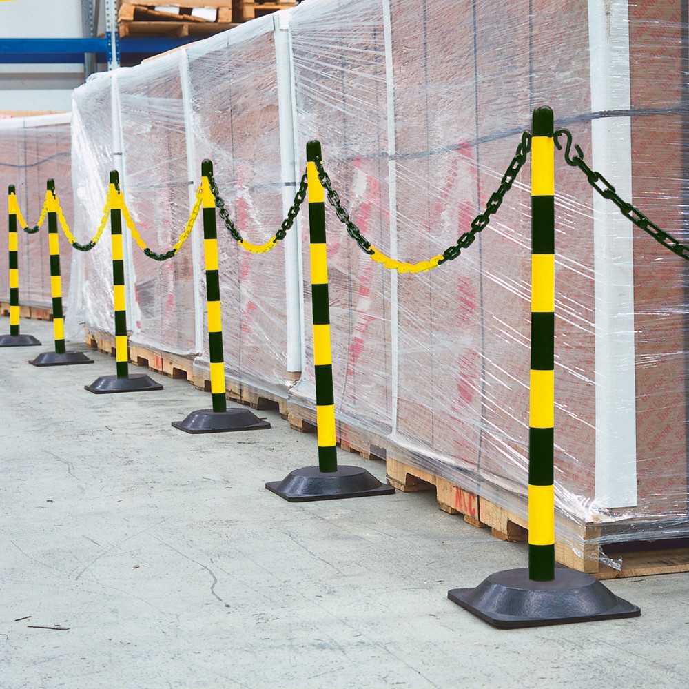 Productafbeelding nr. 4: Kettingpaal afzonderlijk, hardrubberen voet (vierhoekig), zwart/geel