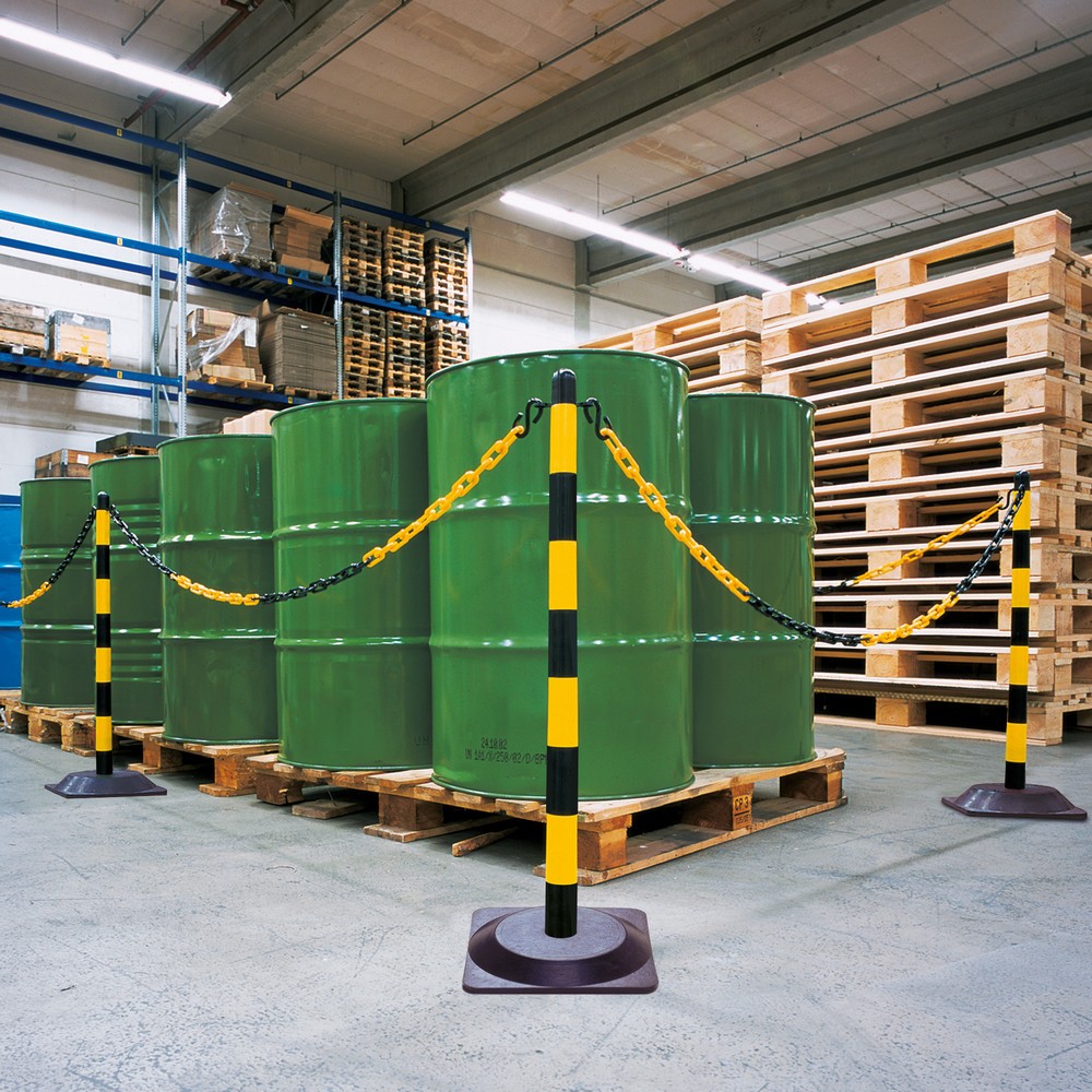 Productafbeelding nr. 5: Kettingpaal afzonderlijk, hardrubberen voet (vierhoekig), zwart/geel