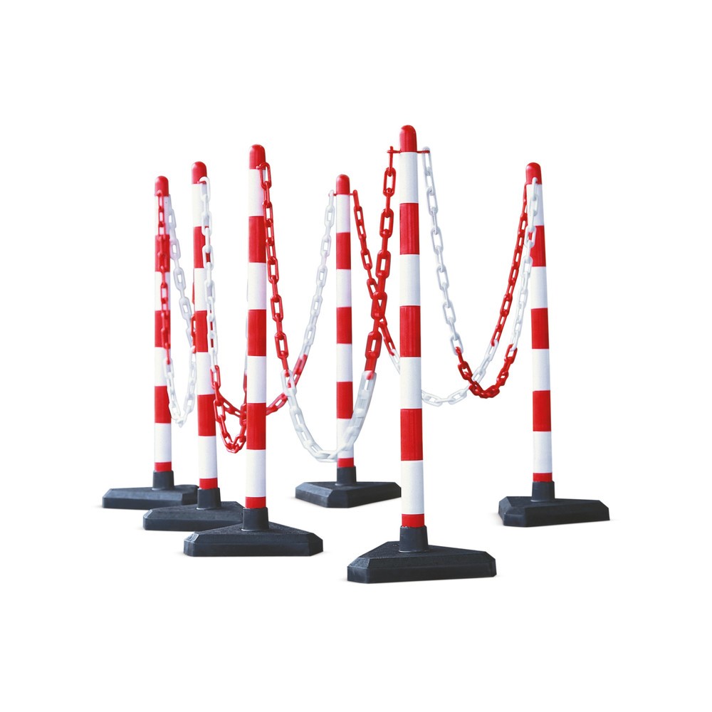 Productafbeelding nr. 1: Set kettingpalen, kunststof voet (driehoekig), rood/wit