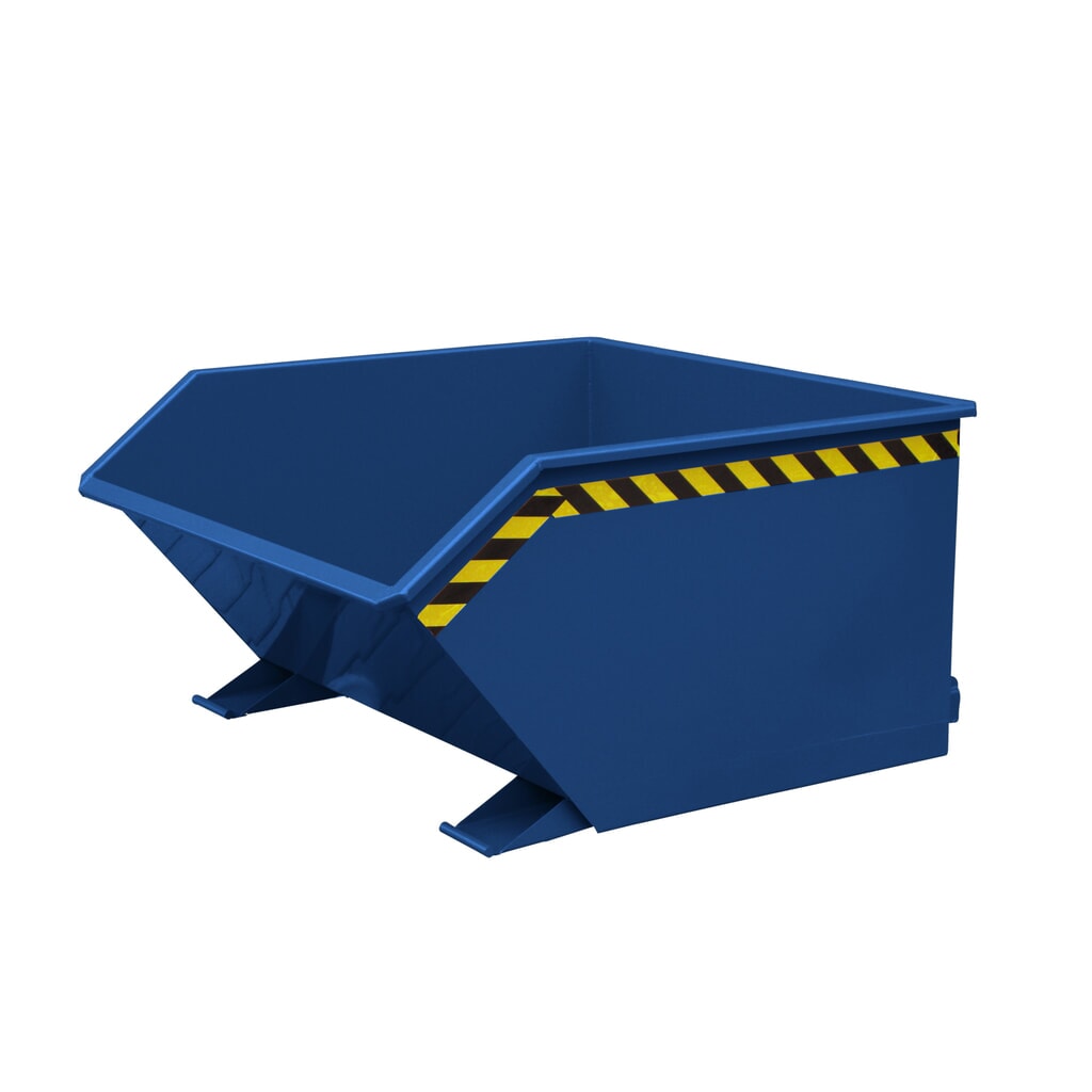 Kantelbak met automatisch uitrollen, lage hoogte, volume 0.3 m³, gentiaanblauw Product afbeelding: Kantelbak met automatisch uitrollen, lage hoogte, volume 0.3 m³, gentiaanblauw
