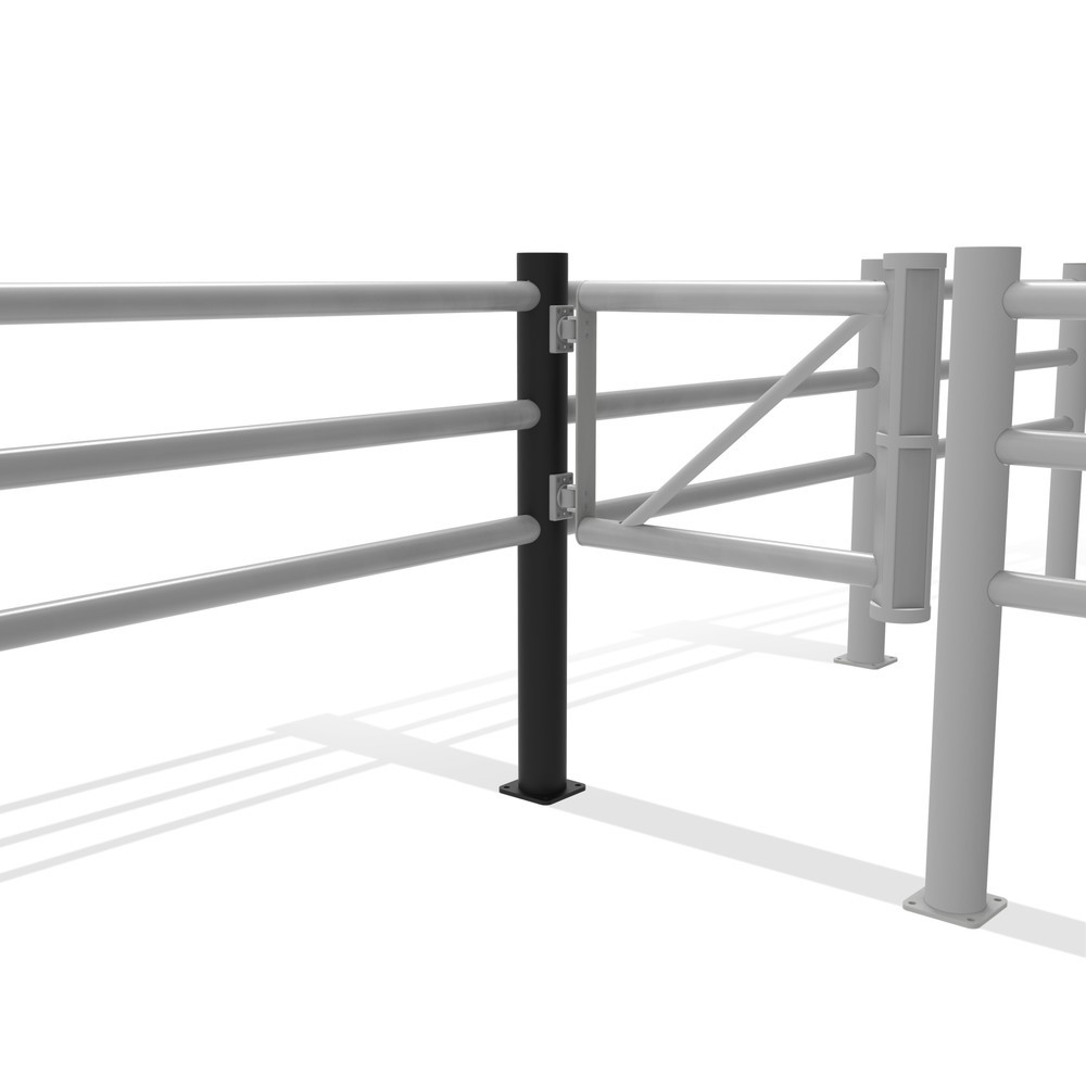 Productafbeelding nr. 11: Klapdeur-middenpaal voor veiligheidshek ‘Delta‘, Ø 110 mm, hoogte 1.200 mm, 90°
