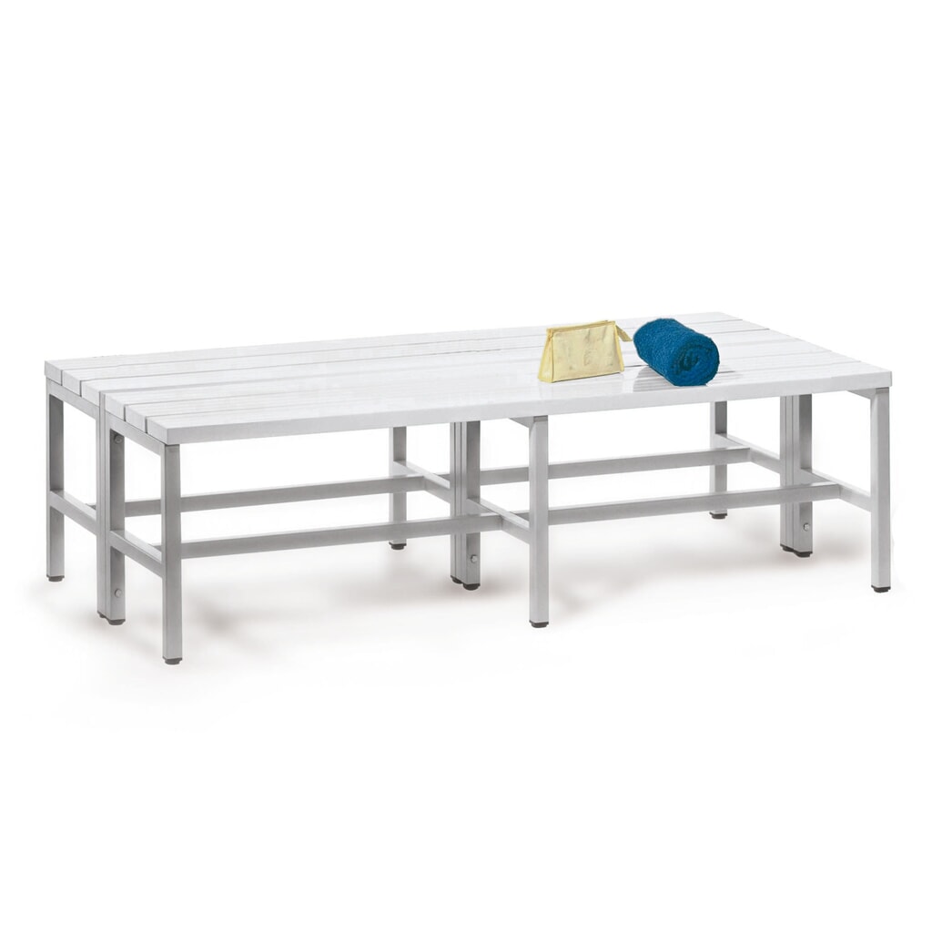Productafbeelding nr. 1: Kleedkamerbank PAVOY, 2-zijdig, lengte 1.500 mm, met schoenenrek, gentiaanblauw