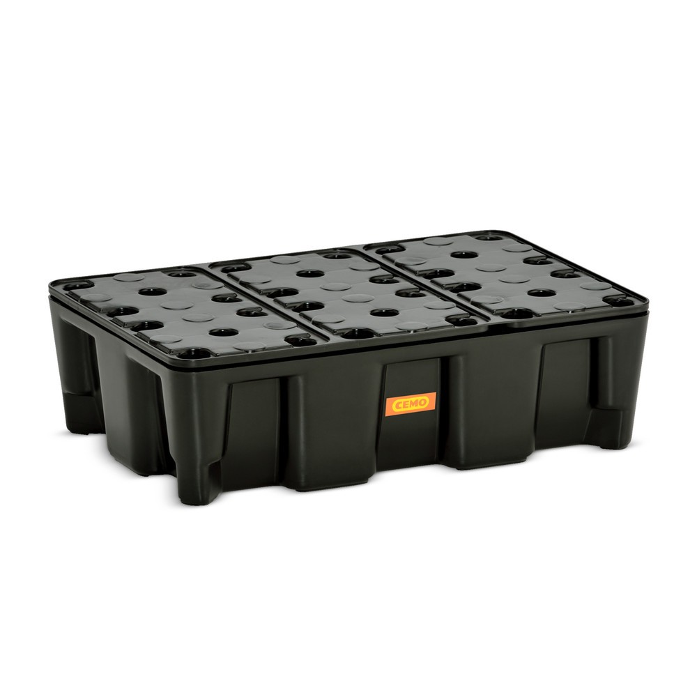Product afbeelding: Kleine container-/laboratoriumlekbak CEMO van PE, opvangvolume 25 l, met PE-rooster