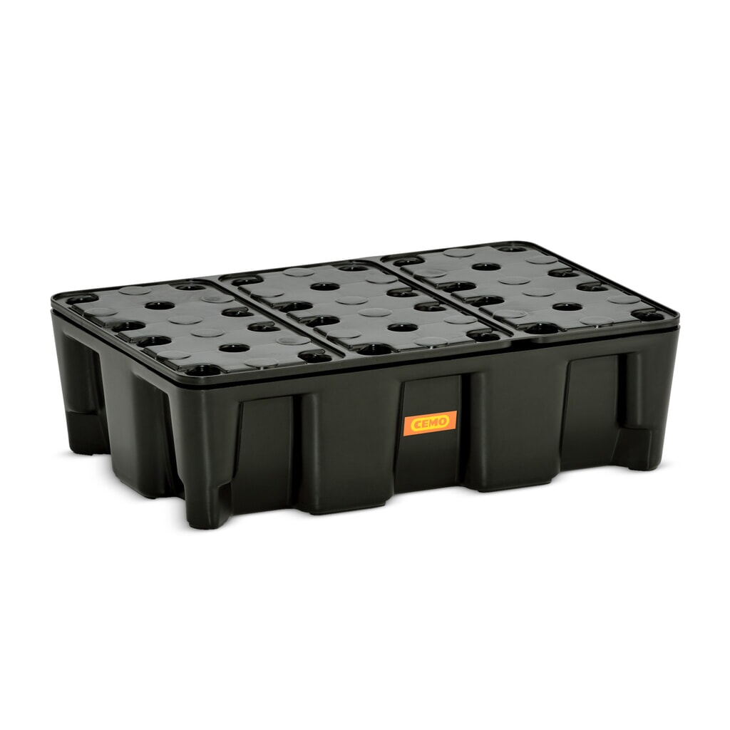 Product afbeelding: Kleine container-/laboratoriumlekbak CEMO van PE, opvangvolume 25 l, met PE-rooster