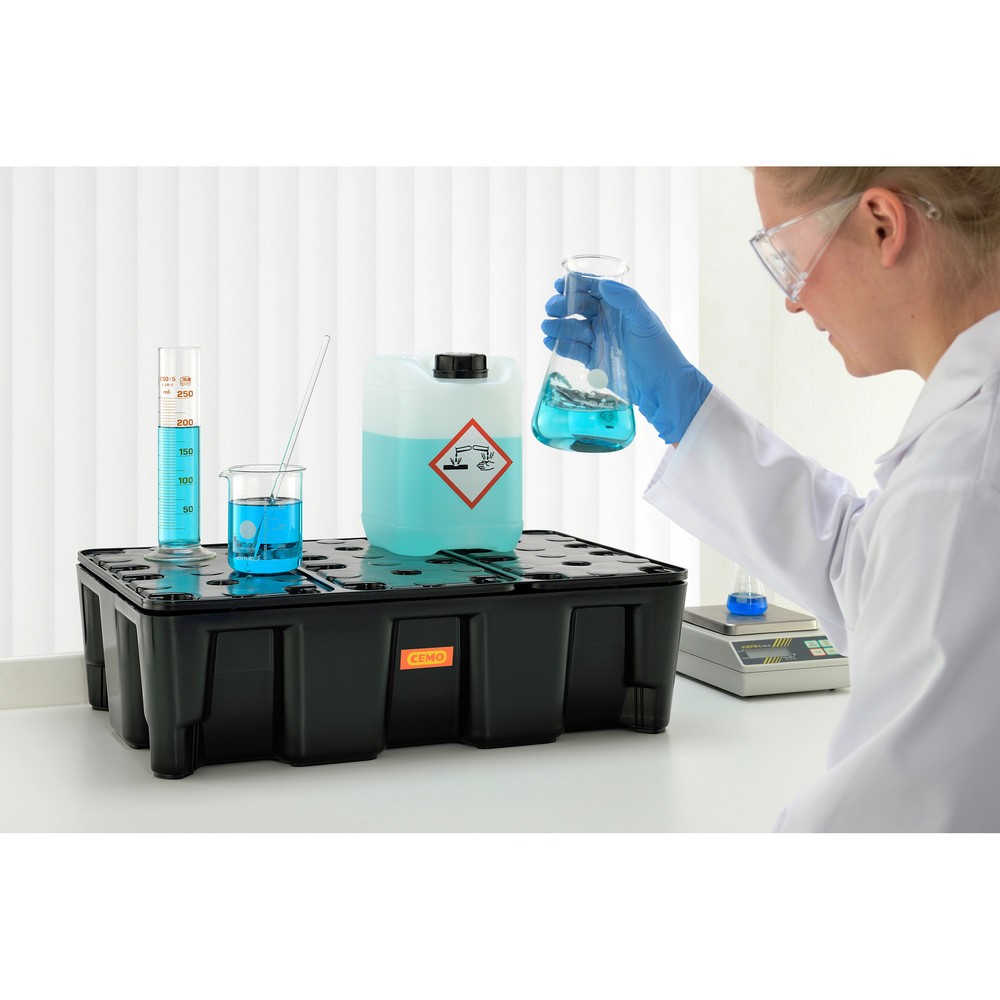 Productafbeelding nr. 3: Kleine container-/laboratoriumlekbak CEMO van PE, opvangvolume 25 l, met PE-rooster