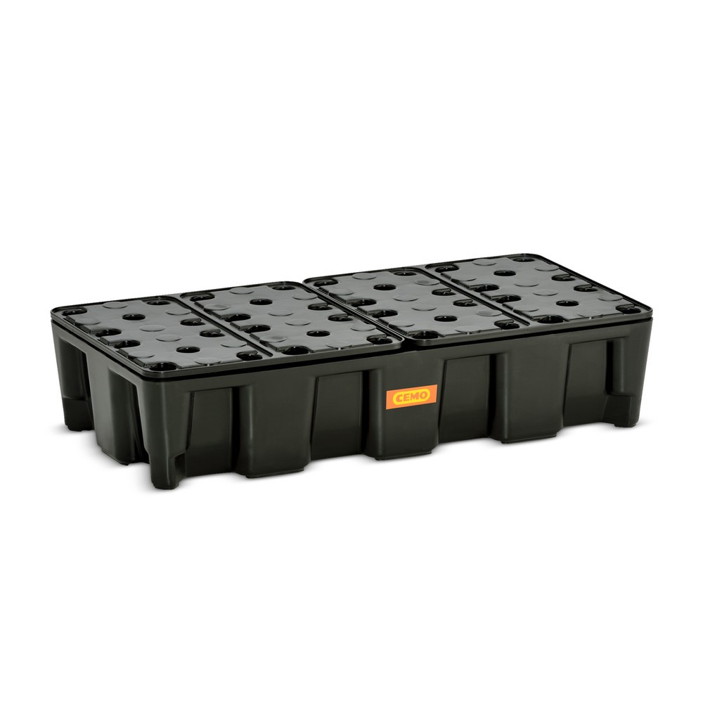 Product afbeelding: Kleine container-/laboratoriumlekbak CEMO van PE, opvangvolume 35 l, met PE-rooster