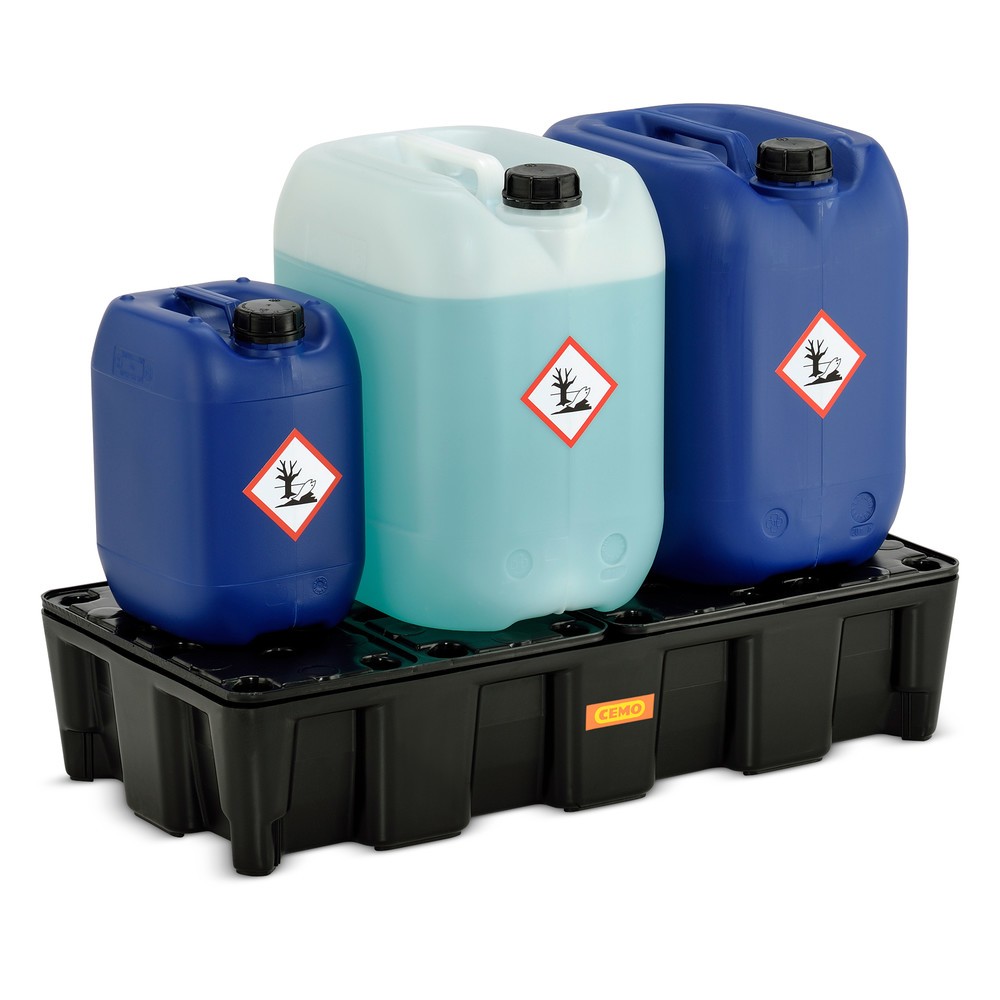 Productafbeelding nr. 2: Kleine container-/laboratoriumlekbak CEMO van PE, opvangvolume 35 l, met PE-rooster