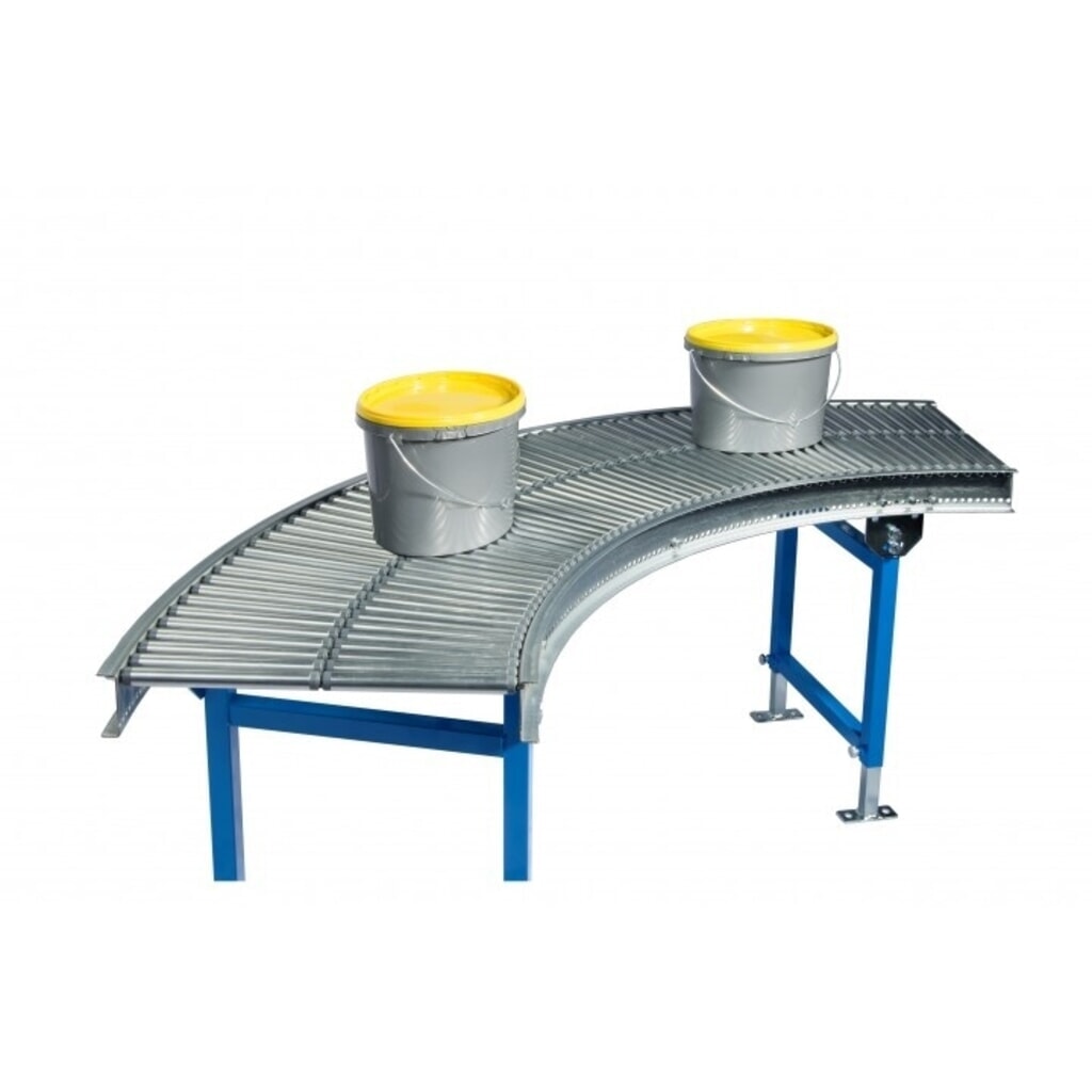 Productafbeelding nr. 2: Kleine rollenbaan, rollen van buizenstaal, 45° bocht, baanbreedte 200 mm, asafstand 25 mm