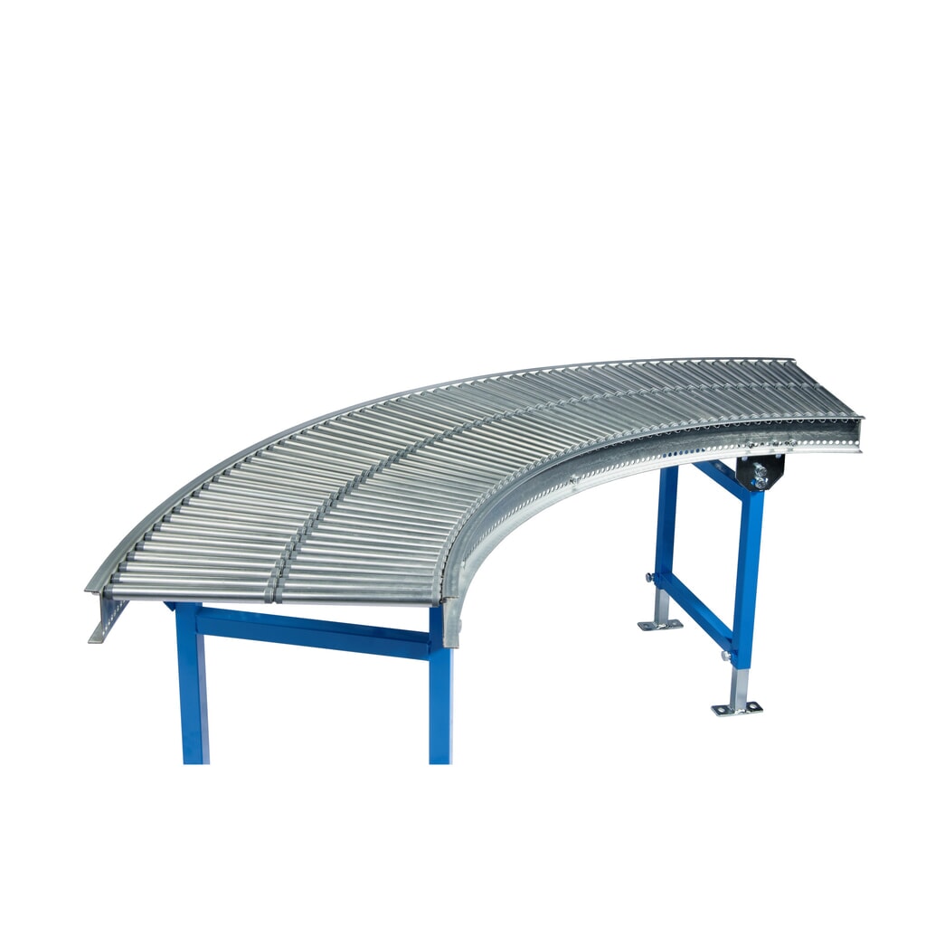 Product afbeelding: Kleine rollenbaan, rollen van buizenstaal, 90° bocht, baanbreedte 200 mm, asafstand 25 mm
