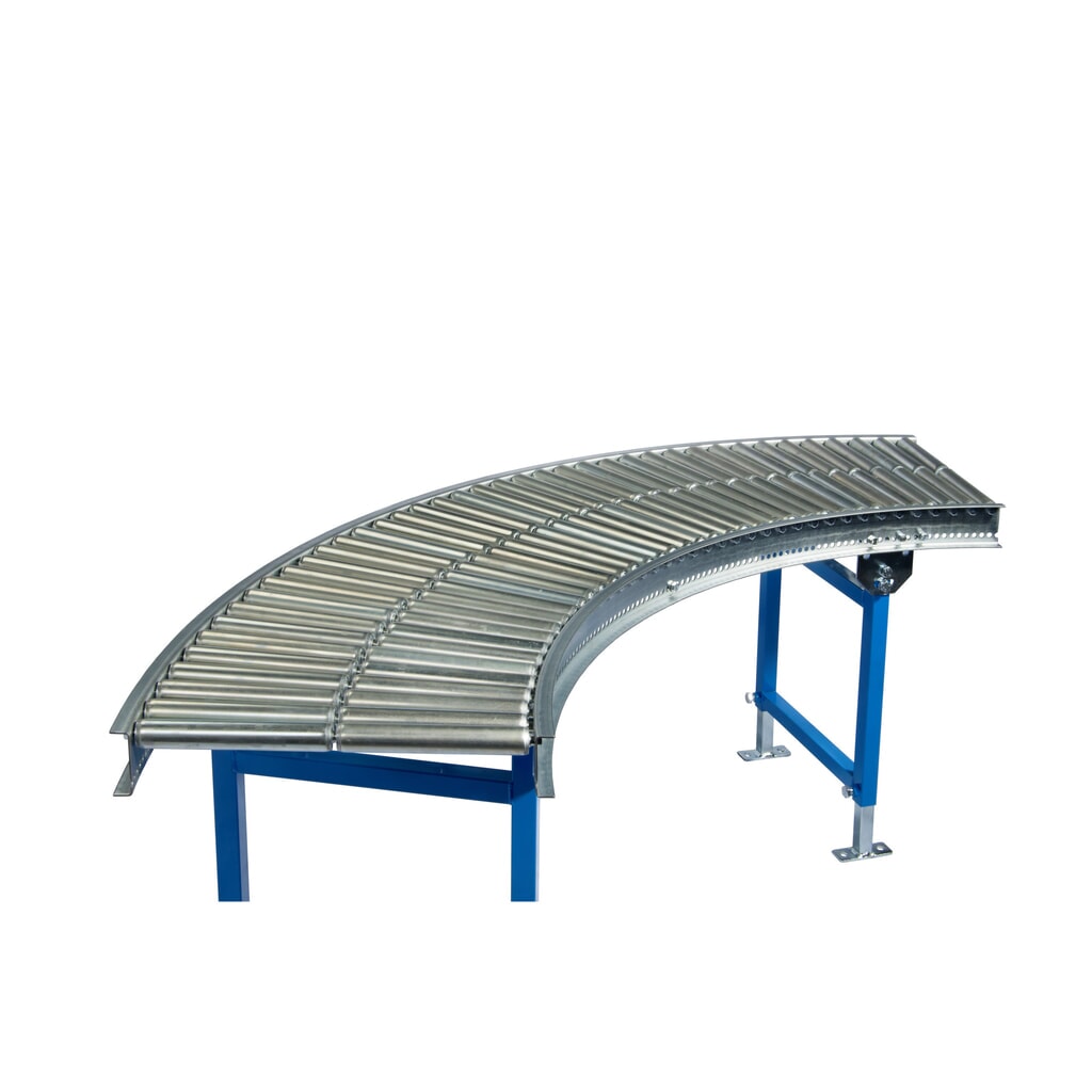 Kleine rollenbaan, rollen van buizenstaal, bocht van 90°